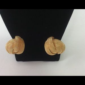 Norma Jean Gold Earrings Textured Clip On Vintage